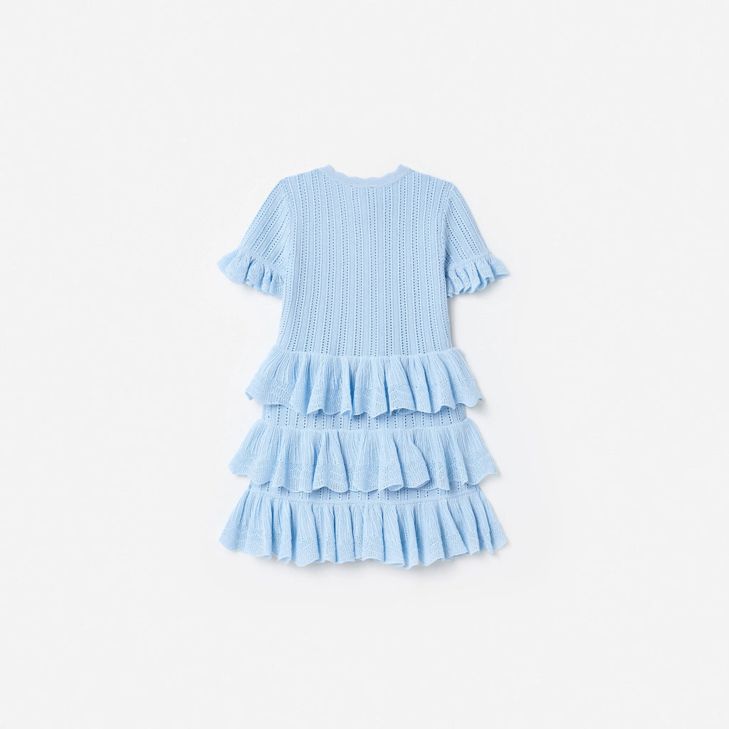 Blue Tiered Knit Dress