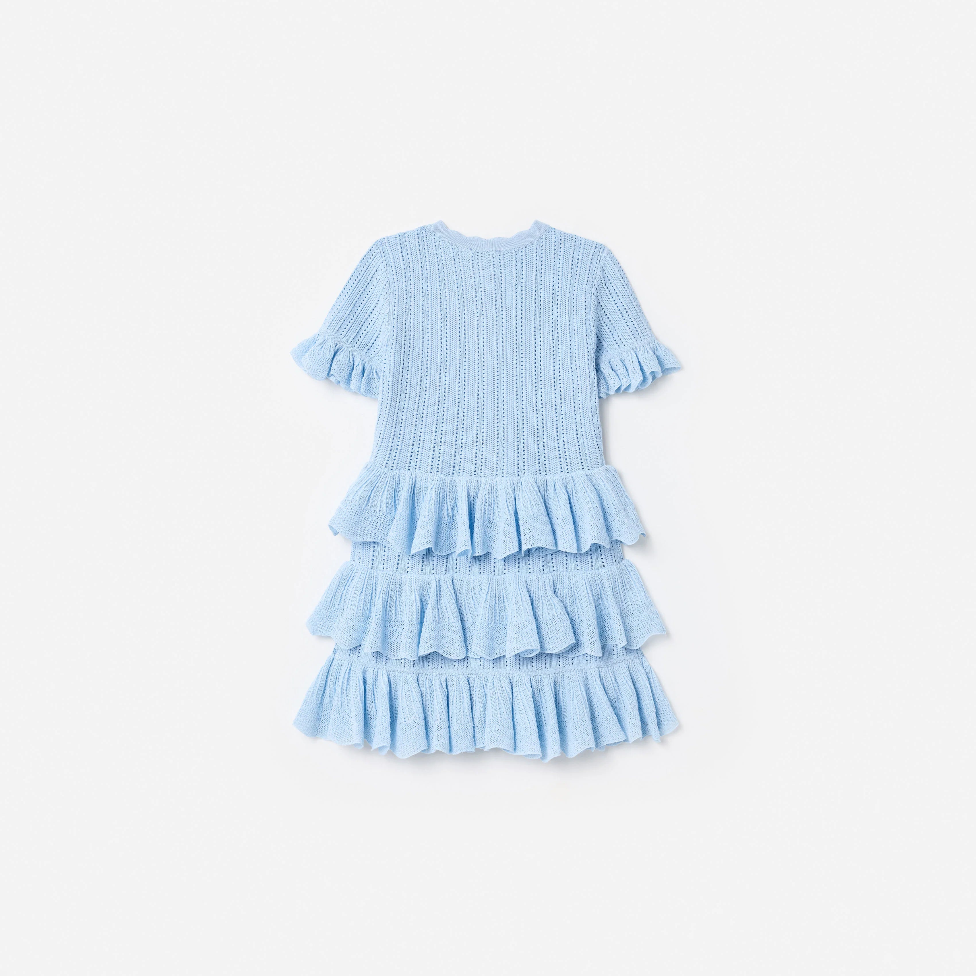 Blue Tiered Knit Dress