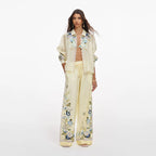 Yellow Floral Organza Trousers