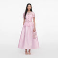 Pink Lace Taffeta Midi Dress