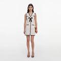 White Pointelle Knit Mini Dress