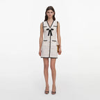 White Pointelle Knit Mini Dress