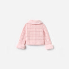 Pink Textured Knit Fur Cardigan