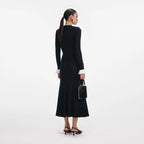 Navy Viscose Knit Midi Dress