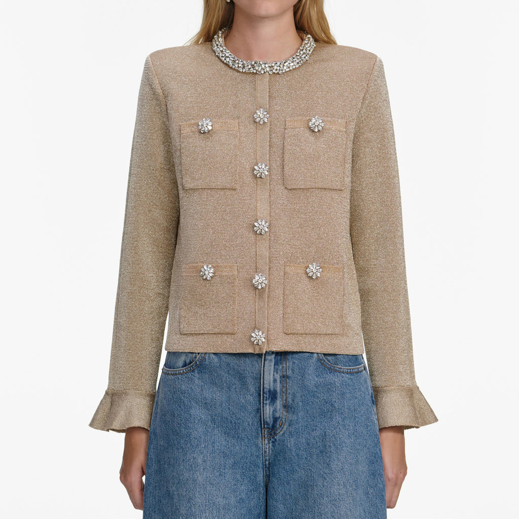 Gold Crystal Trim Cardigan