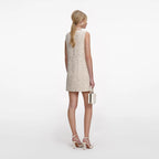 Cream Embellished Boucle Mini Dress