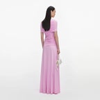 Pink Jersey Gathered Maxi Dress