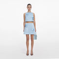 Blue Satin 3D Sequin Flower Top