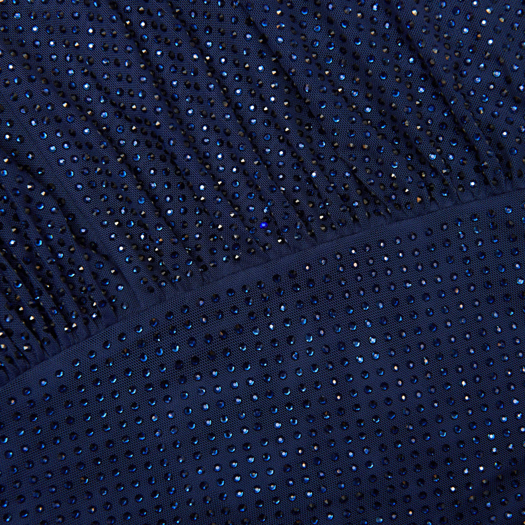 Navy Rhinestone Mesh Cut Out Maxi Dress