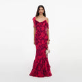 Pink Floral Ruffle Maxi Dress