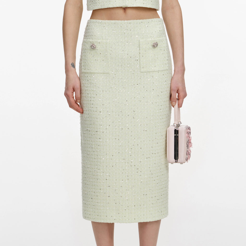 Lime Boucle Midi Skirt