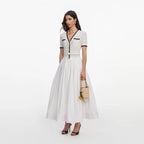White Knit Linen Midi Dress
