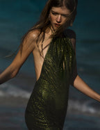 Olive Rhinestone Mini Dress