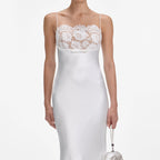 White Satin Lace Maxi Dress
