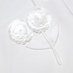 White Crepe 3D Sequin Flower Mini Dress