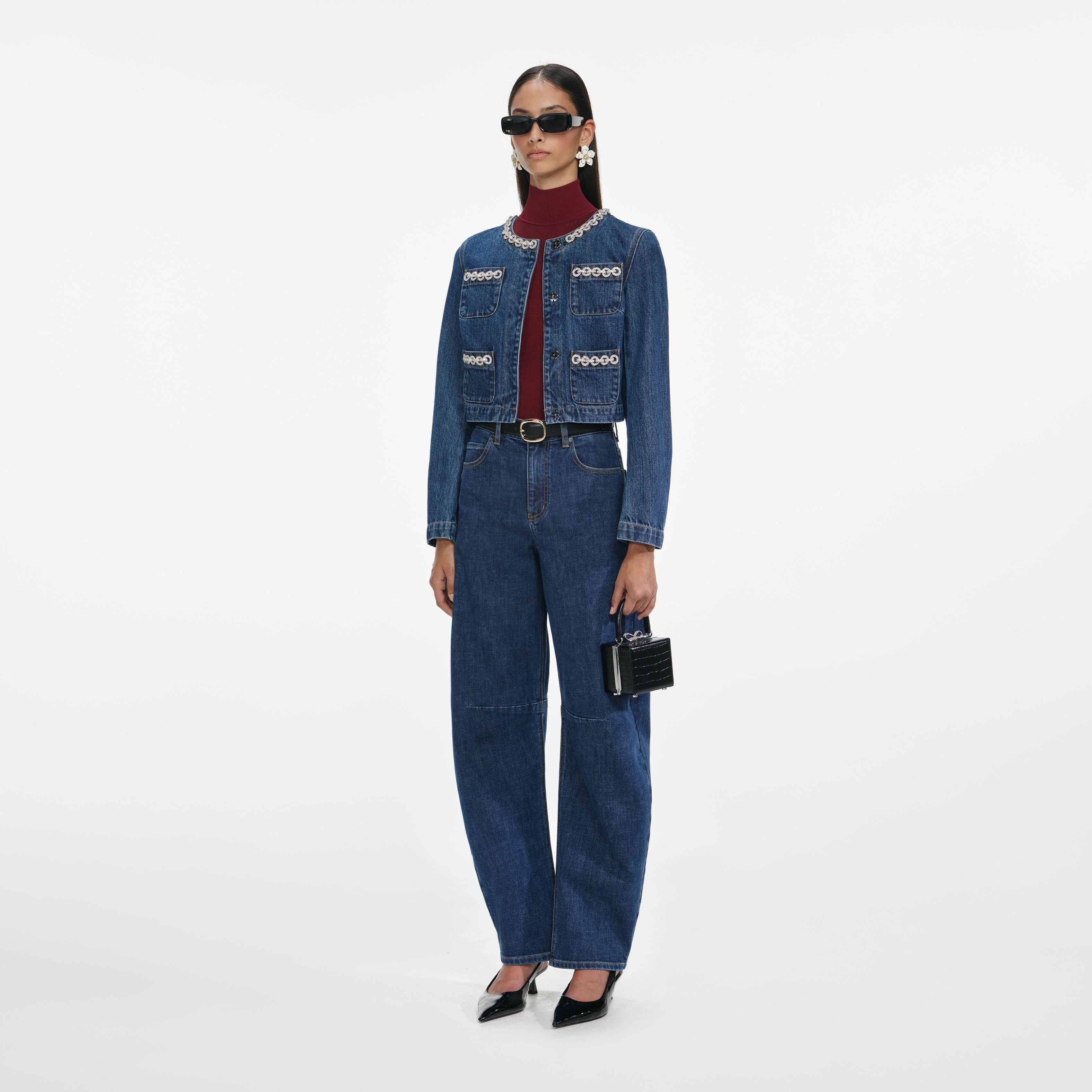 Crystal Trim Denim Jacket