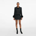 Black Boucle Faux Fur Cuff Jacket
