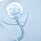 Blue Satin 3D Sequin Flower Top
