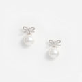 Crystal Bow Pearl Back Earrings