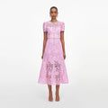 Pink Cord Lace Midi Dress