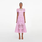 Pink Cord Lace Midi Dress