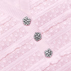 Pink Pointelle Diamante Knit Mini Dress