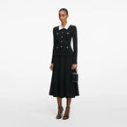 Black Tailored Knit Midi Dress