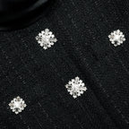 Black Boucle Collared Mini Dress