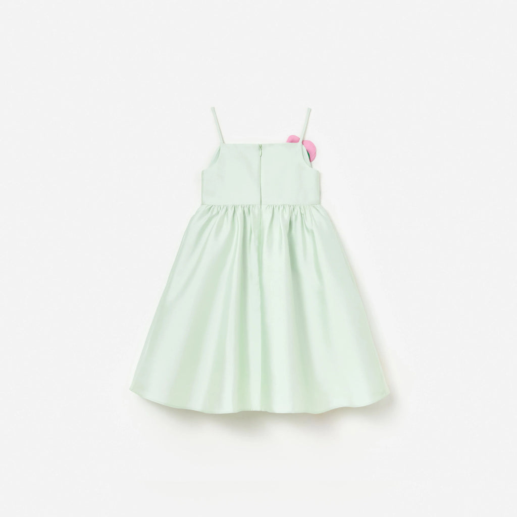 Mint Taffeta 3D Flower Dress