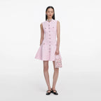 Pink Pointelle Diamante Knit Mini Dress