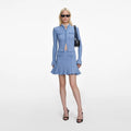 Blue Pearl Trim Knit Mini Skirt
