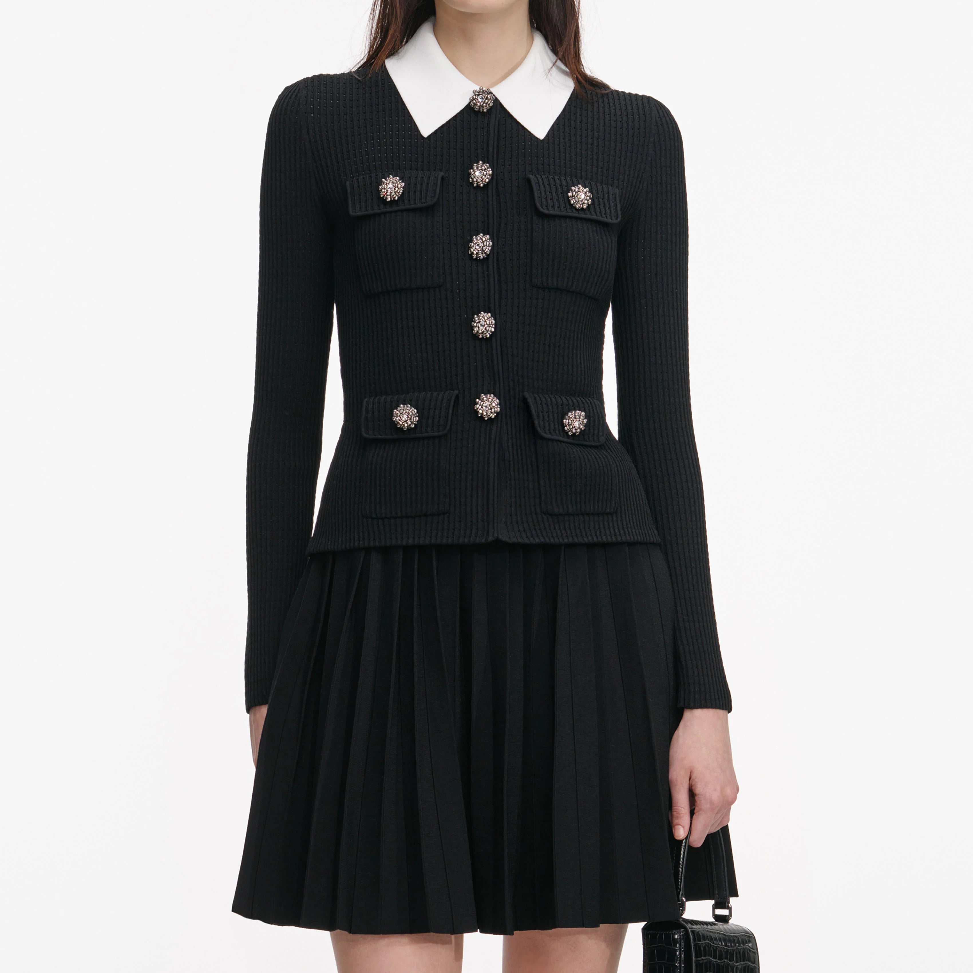 Black Tailored Knit Mini Dress