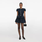 Navy Boucle Mini Dress