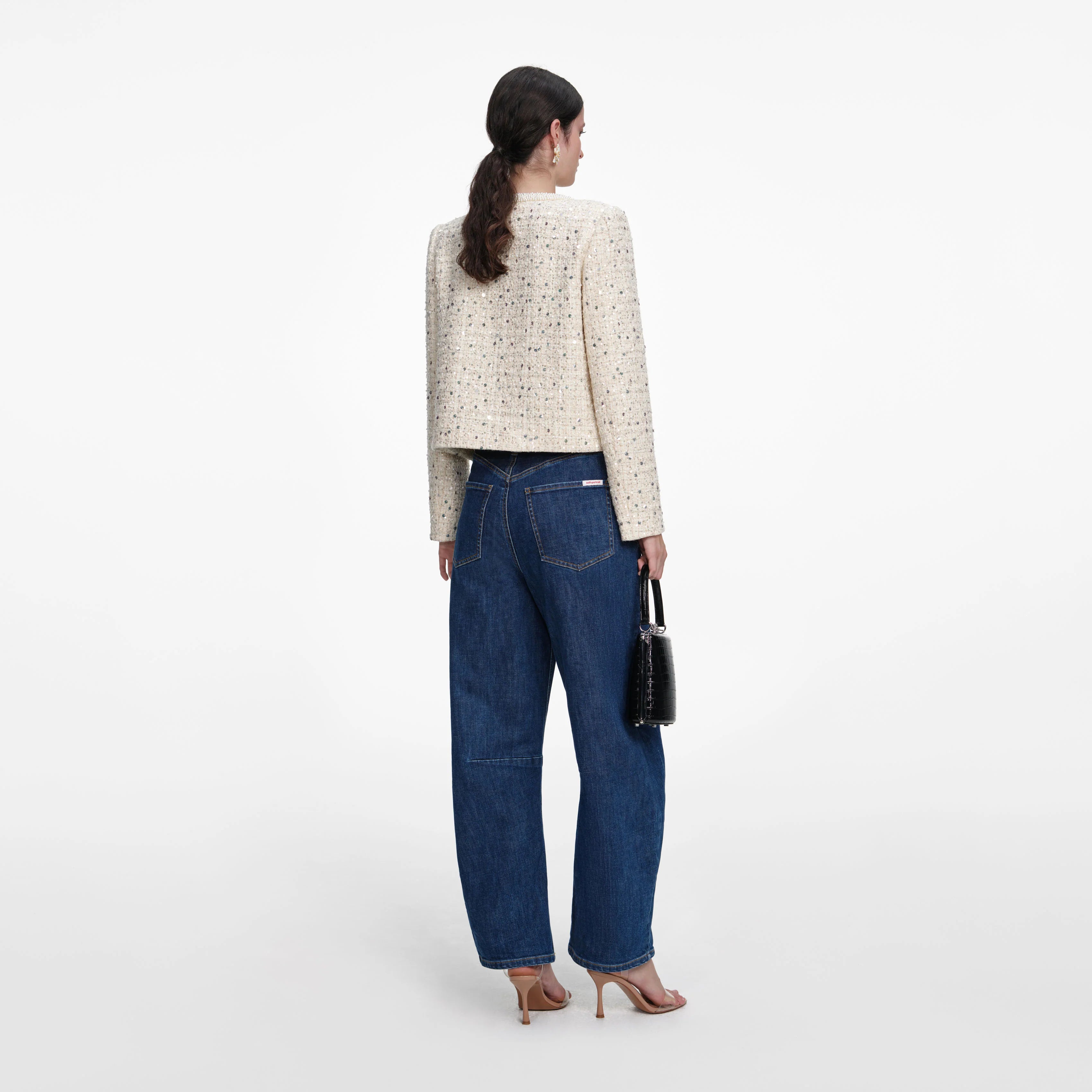 Cream Embellished Boucle Jacket