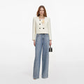 Cream 3D Flower Jacket