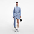 Blue Cotton Tie Side Mini Dress