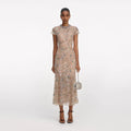 Champagne Sequin Embroidered Midi Dress