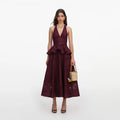 Plum Linen Blend Peplum Midi Dress