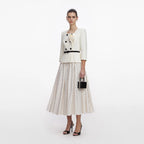Cream 3D Flower Polka Dot Midi Dress