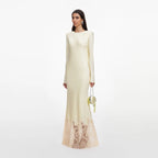 Yellow Viscose Lace Maxi Dress