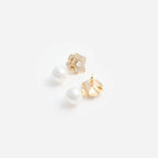 Mini Gold Crystal Flower Pearl Earrings