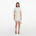 Cream Boucle Lace Trim Tailored Mini Dress