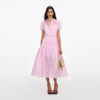 Pink Embroidered Midi Dress