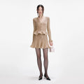 Gold Lurex Peplum Knit Mini Dress