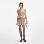Gold Lurex Peplum Knit Mini Dress