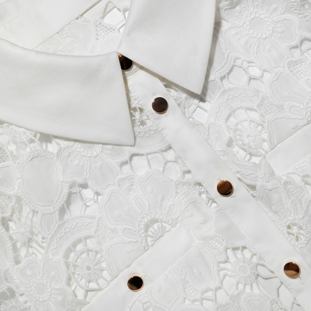 White Lace Collared Maxi Dress