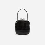Black Croc Leather Compact Mini Bag