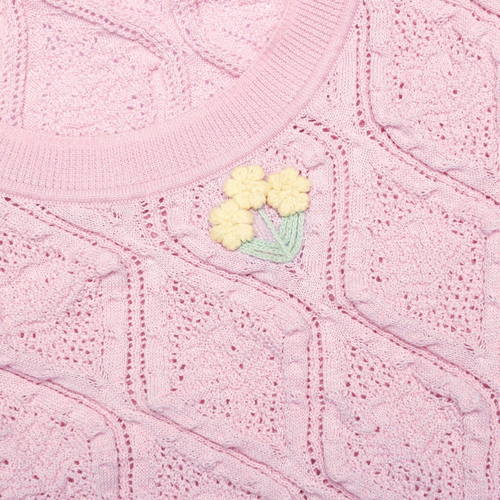Pink Pointelle Knit Mini Dress