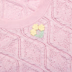 Pink Pointelle Knit Mini Dress