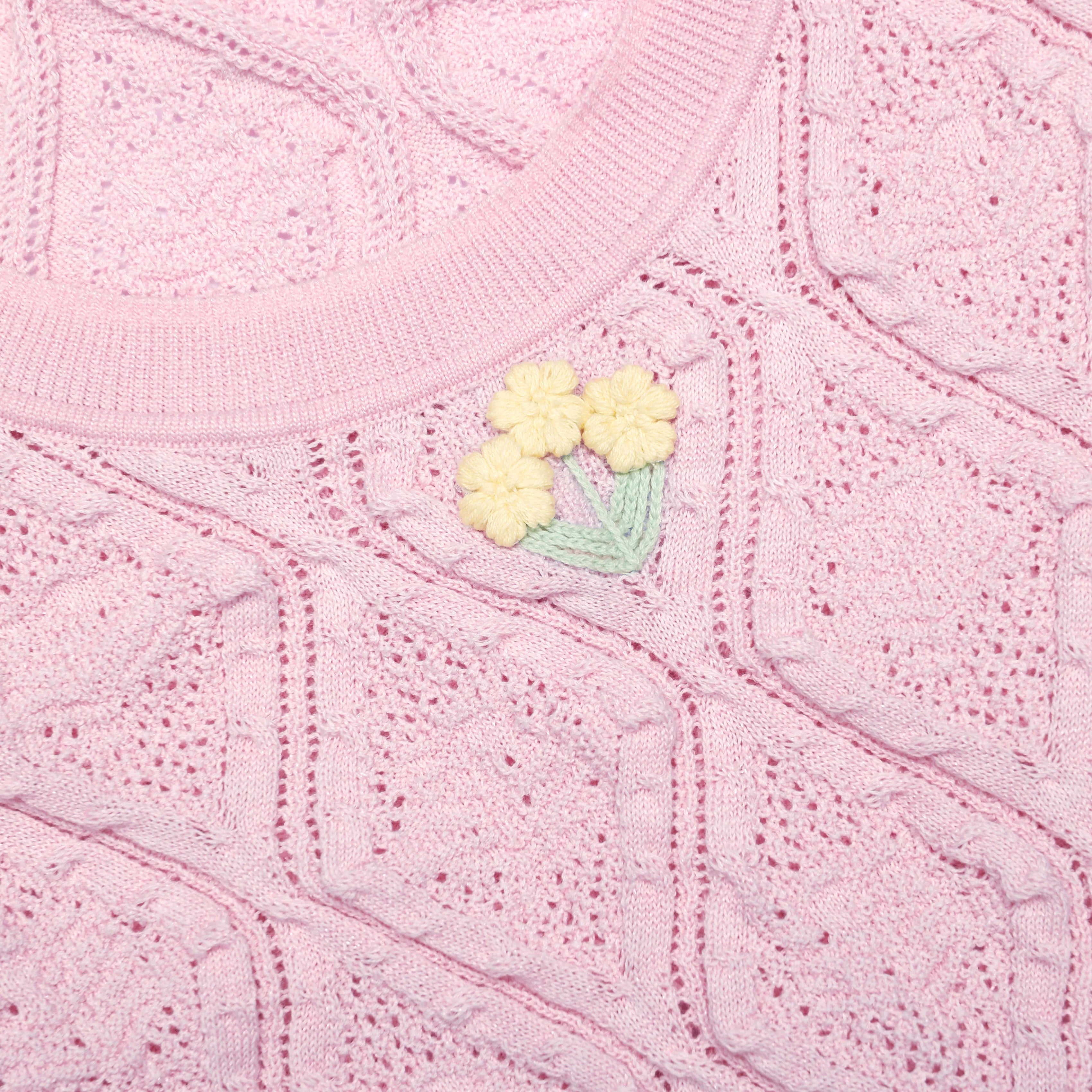 Pink Pointelle Knit Mini Dress